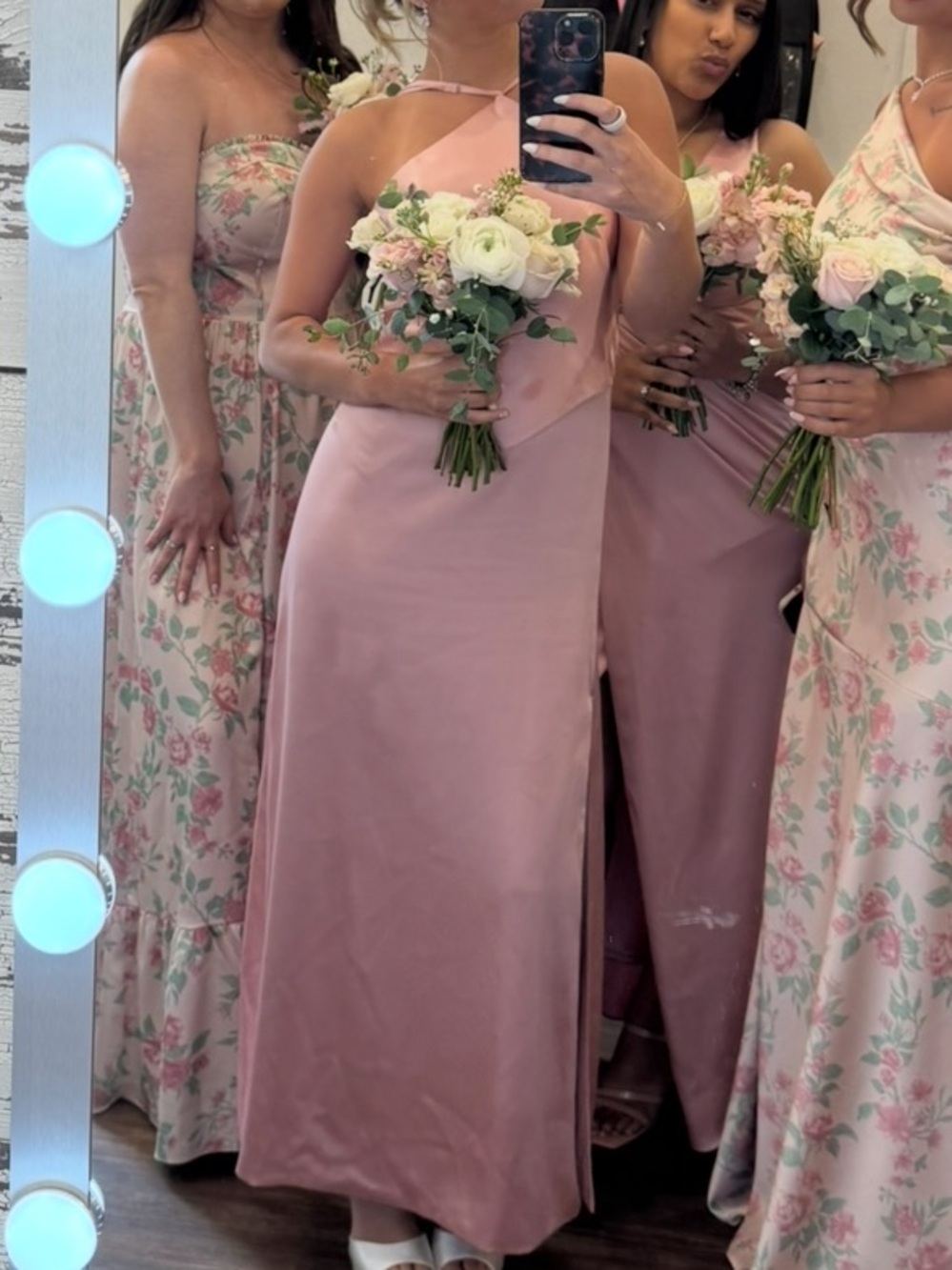Blush Pink Bridesmaid Satin Slip Dress
